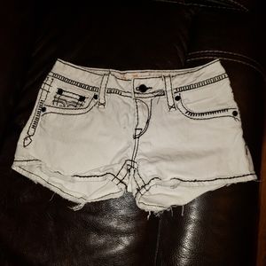 Rock Revival, size 27, white shorts with black stitching.